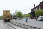 The rear of NS yard job E19 passes by the Depot Grille restaurant, THE place to go to enjoy food and, if your timing is right, some RAIL ACTION